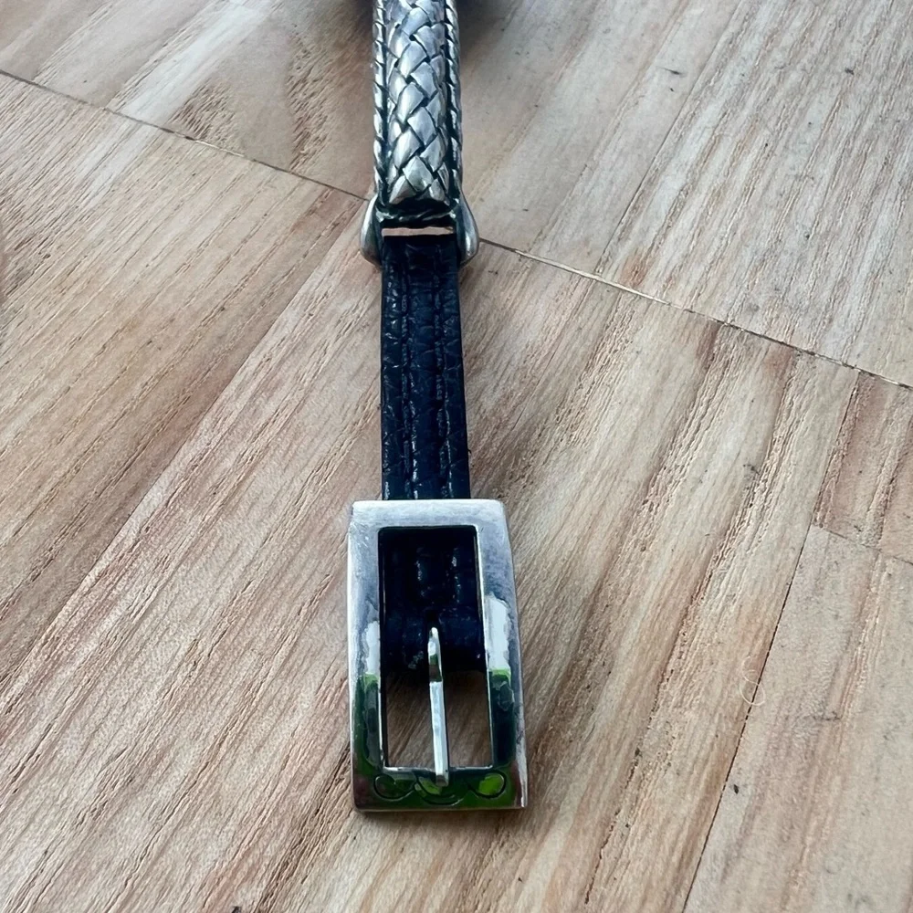 Brighton Arcadia silver tone and calf skin skinny strap watch NEW BATTERY